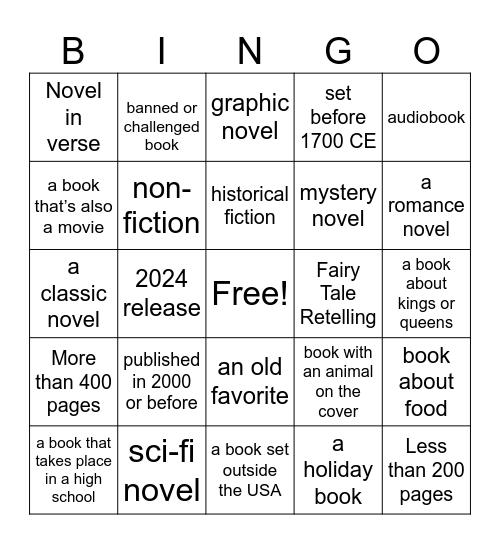 THS Book Club - Fall 2024 Bingo Card