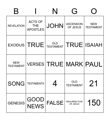 BIBLE Bingo Card