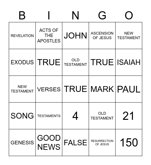 BIBLE Bingo Card