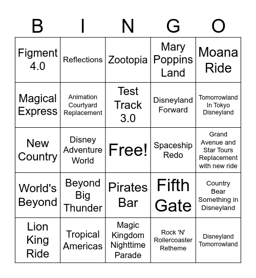 D23 Presentation Bingo Card