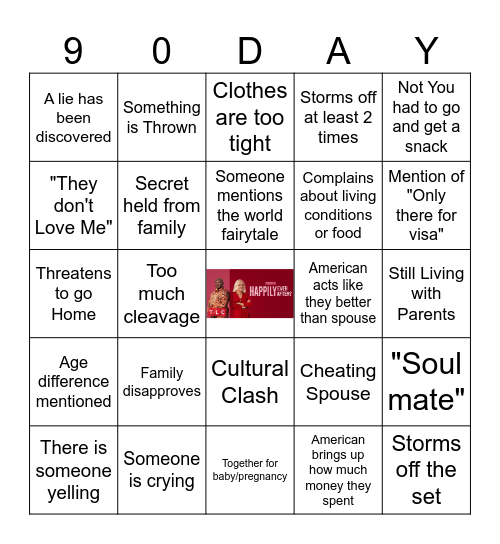 90 Day Fiance Tell All Bingo Card