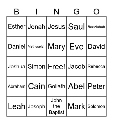 Bible Bingo Card