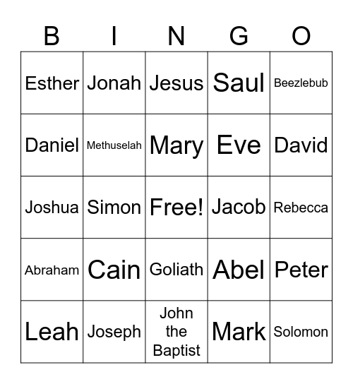 Bible Bingo Card