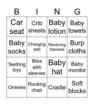 BABY SHOWER Bingo Card