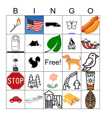 Camping Bingo Card