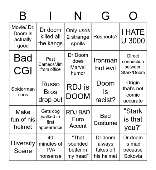 Doomsday Bingo Card Bingo Card