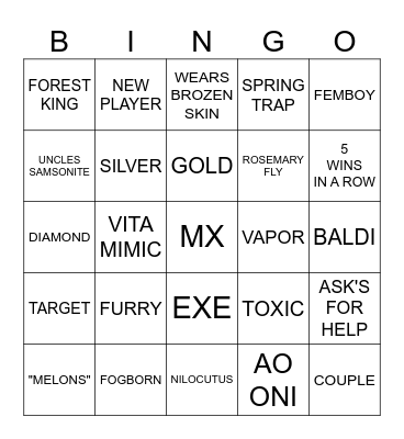 PILLAR CHASE 2 Bingo Card