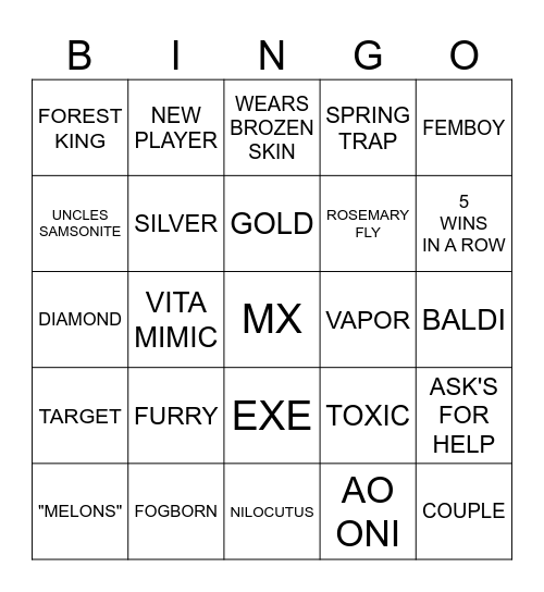 PILLAR CHASE 2 Bingo Card