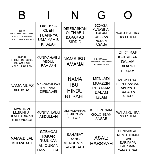 TOKOH SAHABAT Bingo Card