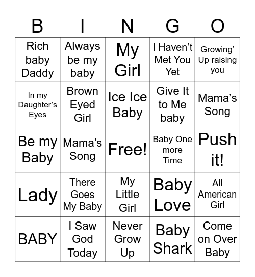 Tanya’s Baby Sprinkle Bingo Card