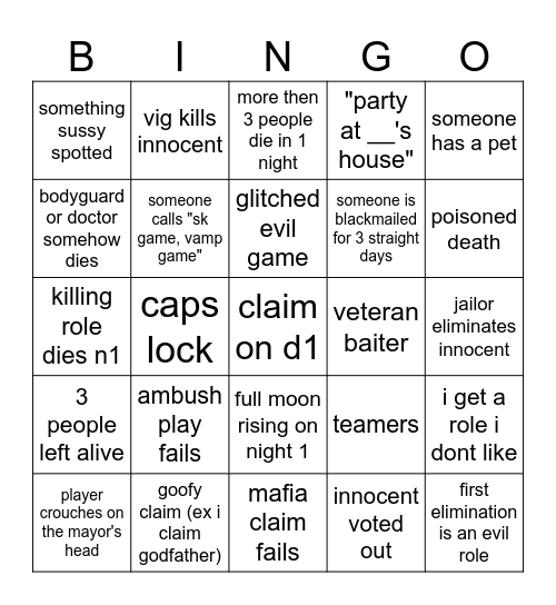 Bloxston Mystery Bingo Card