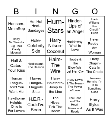 Radio Bingo What The "H" Bingo Card