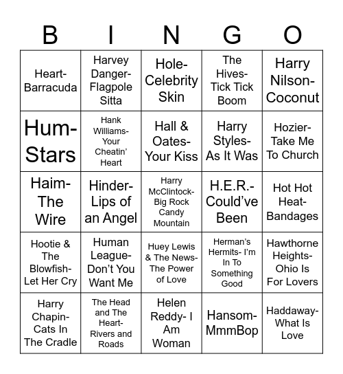 Radio Bingo What The "H" Bingo Card