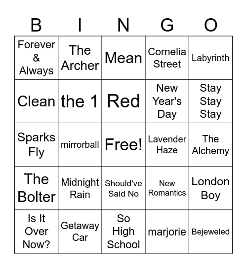 TS BINGO Card