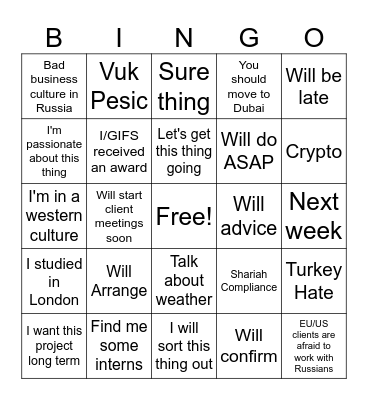 Mufti Bingo Card