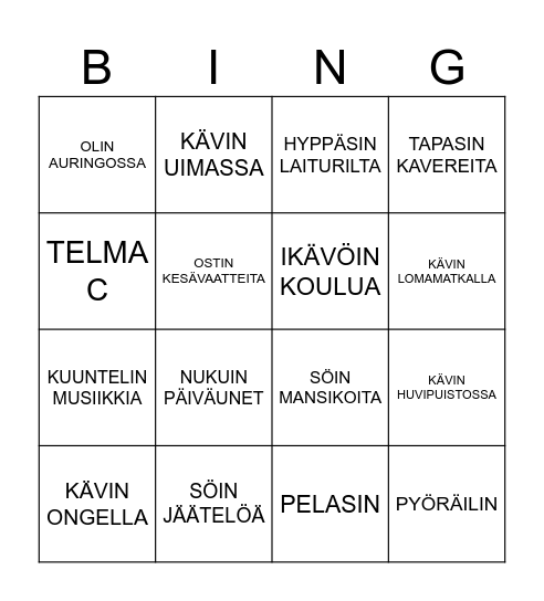 KESÄBINGO Card