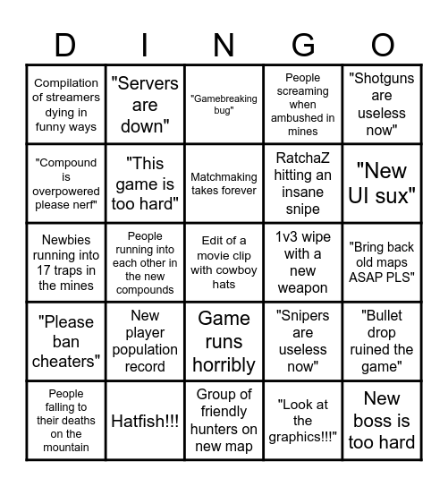 Hunt: Showdown: 1896: The Sequel Bingo Card Bingo Card