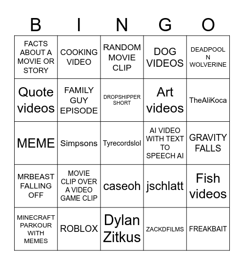 Untitled Bingo Card