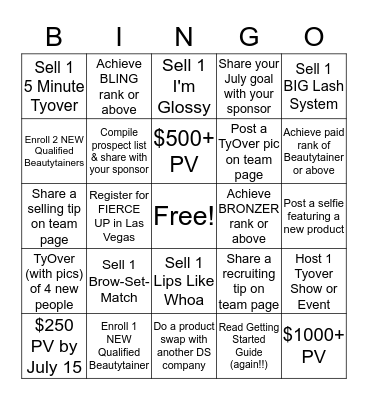 Tyra Bingo - July Bingo Card