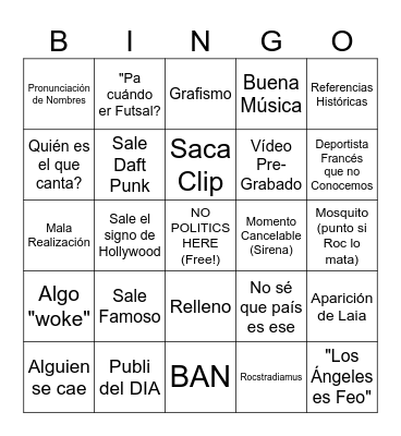 Bingo JJOO Bingo Card