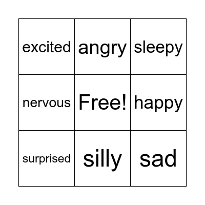 Feelings Bingo Card