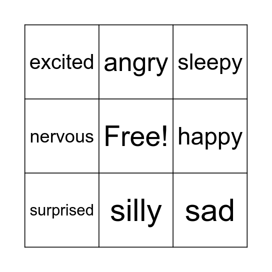 Feelings Bingo Card