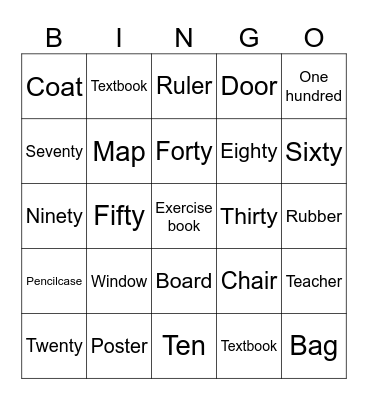 Thinks in the classroom, numbers Bingo Card