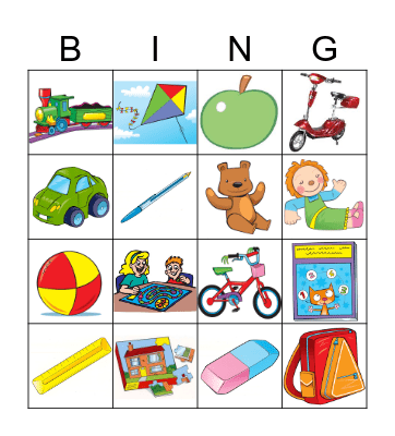 Toys, school things Bingo Card