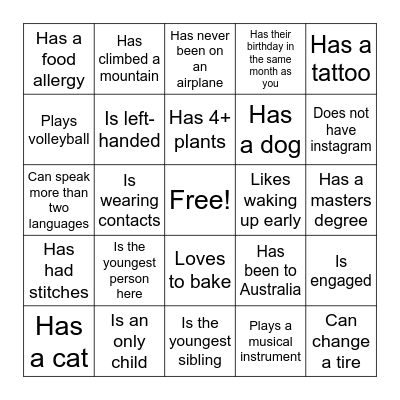 Find the person who ... Bingo Card