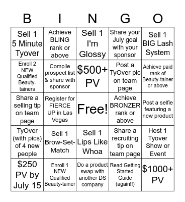 Tyra Bingo - July Bingo Card