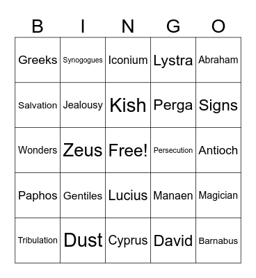 Paul and Barnabus-First Missionary Journey Bingo Card