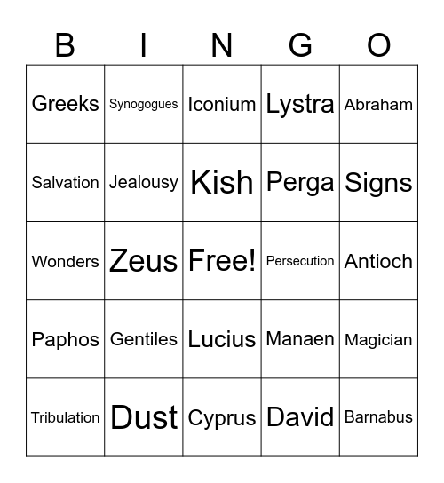 Paul and Barnabus-First Missionary Journey Bingo Card