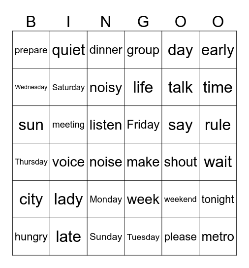 L5-L6 Bingo Card