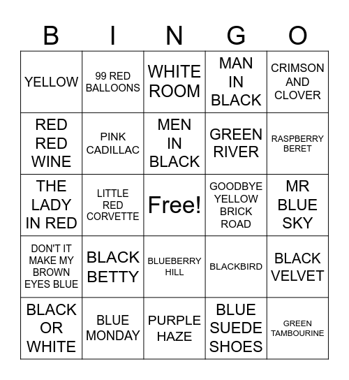 COLOR ROUND Bingo Card