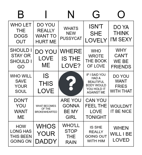 Question? Bingo Card