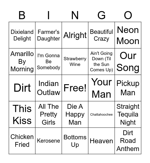 COUNTRY ROUND Bingo Card