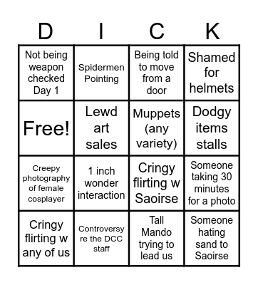 Comic con events extraveganza Bingo Card