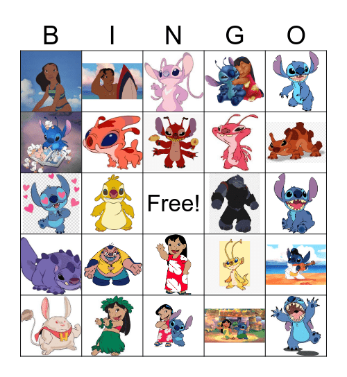 Disney's Stitch Bingo Card