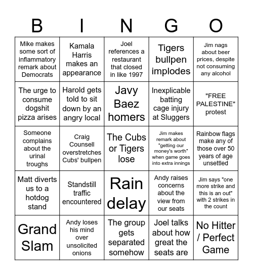 APX Wrigley Trip Bingo Card