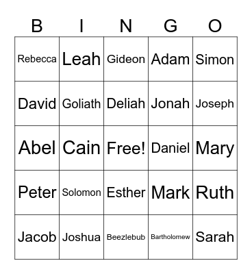 Bible Bingo Card