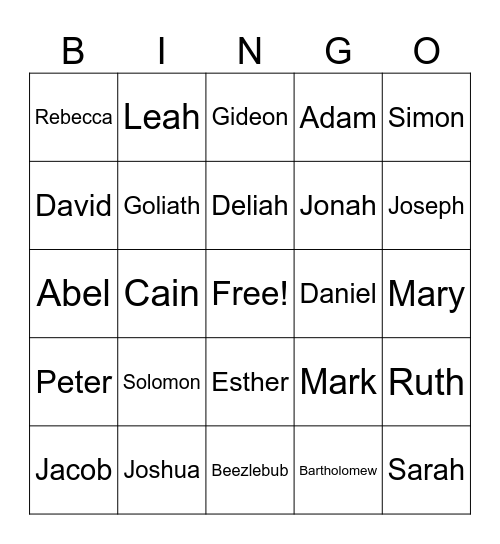 Bible Bingo Card