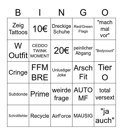 DATE BING Bingo Card
