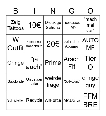 DATE BING Bingo Card