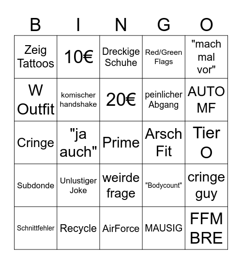 DATE BING Bingo Card