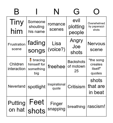 Biopic trailer scene predictions Bingo Card