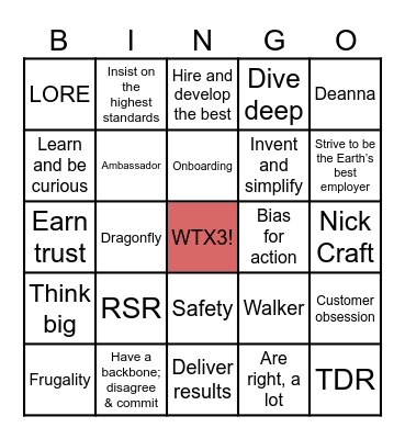 LEADERSHIP Bingo Card