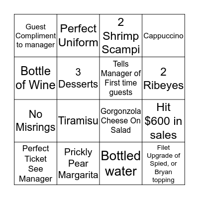 Server Bingo Card