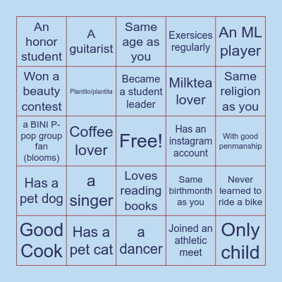 GET TO KNOW YOU BINGO Card