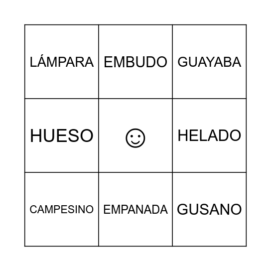 BINGO DE PALABRAS Bingo Card