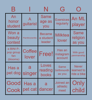 GETTING TO KNOW YOU Bingo Card